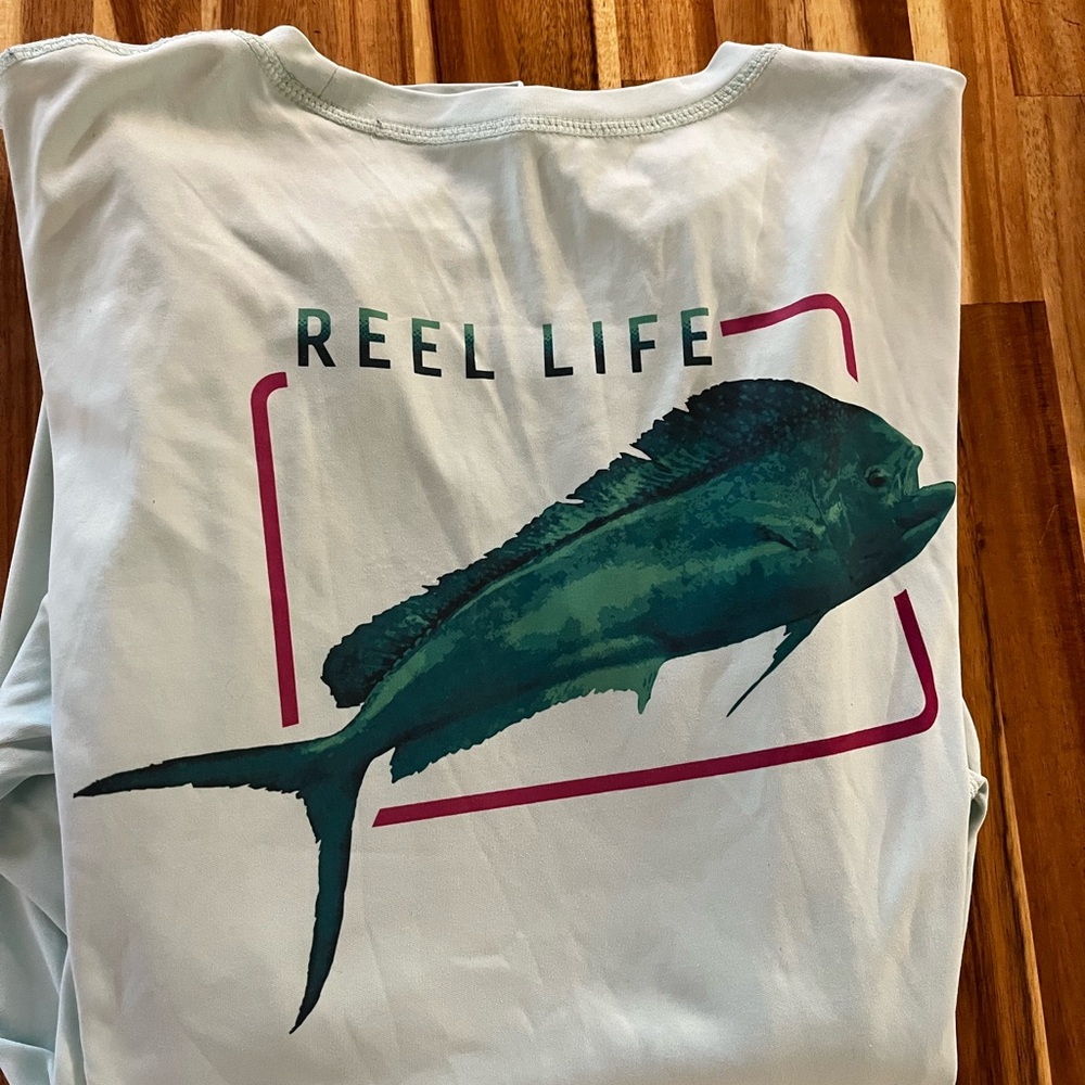 Reel Life Green Fish Graphic Long Sleeve Tee